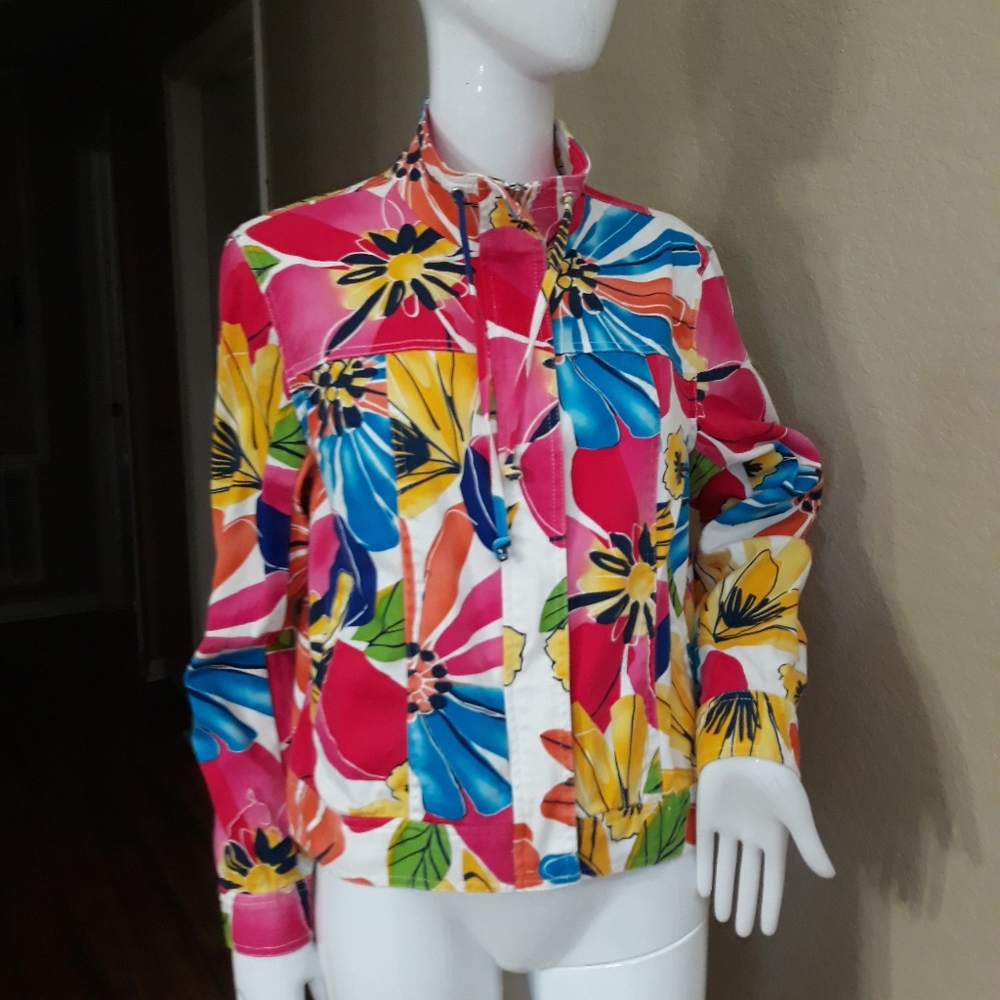 Coldwater Creek floral jean jacket